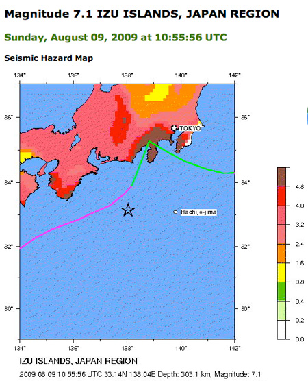 7.1 Earthquake, 9 August 2009, 7:56 pm JST