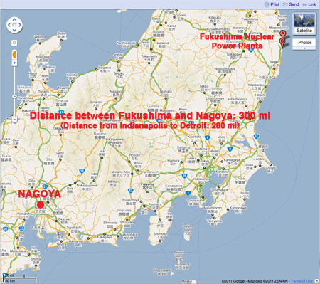 Nagoya / Fukushima Distance