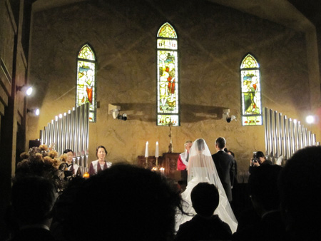 A wide angle shot of the alter