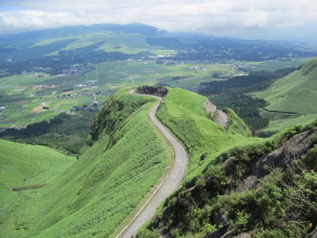 The rim of Mt. Aso