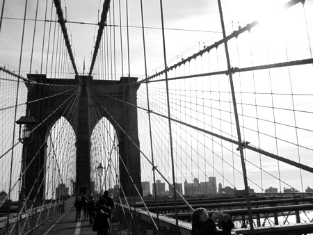 Brooklyn Bridge, black and white